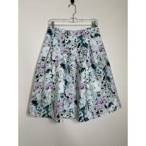 Peacocks Size 10 A-Line Floral Coquette Skirt Flirty Feminine Cotton Flower